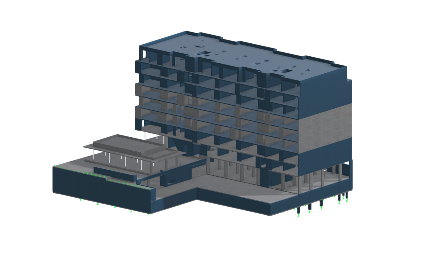 Modelo 005552 | Infraestrutura de edifício residencial com betão armado e fundação de estacas